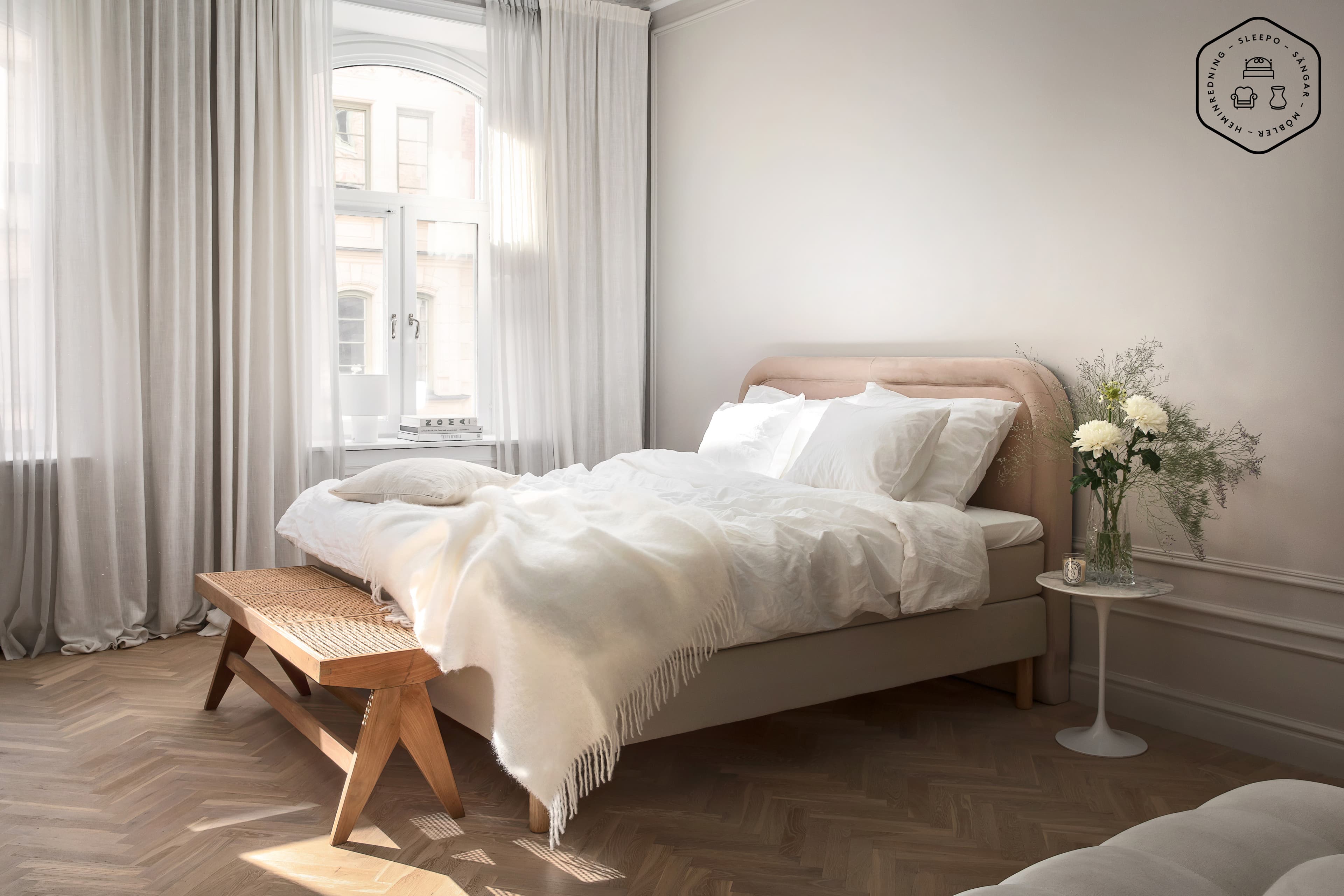 Celine sängynpääty sametti Beige 180 cm