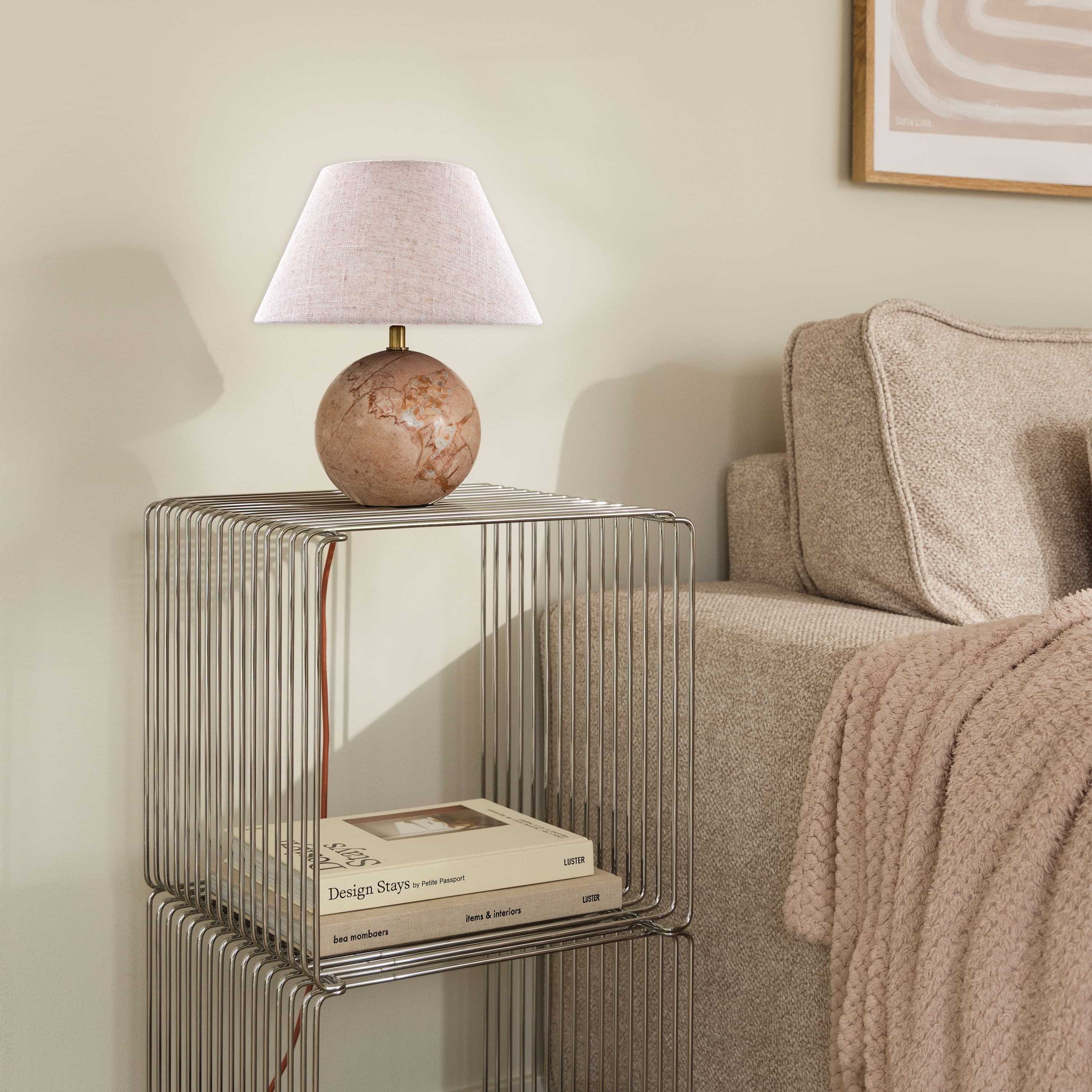 Castello Pöytävalaisin Himmeänroosa marmori/Beige 24cm
