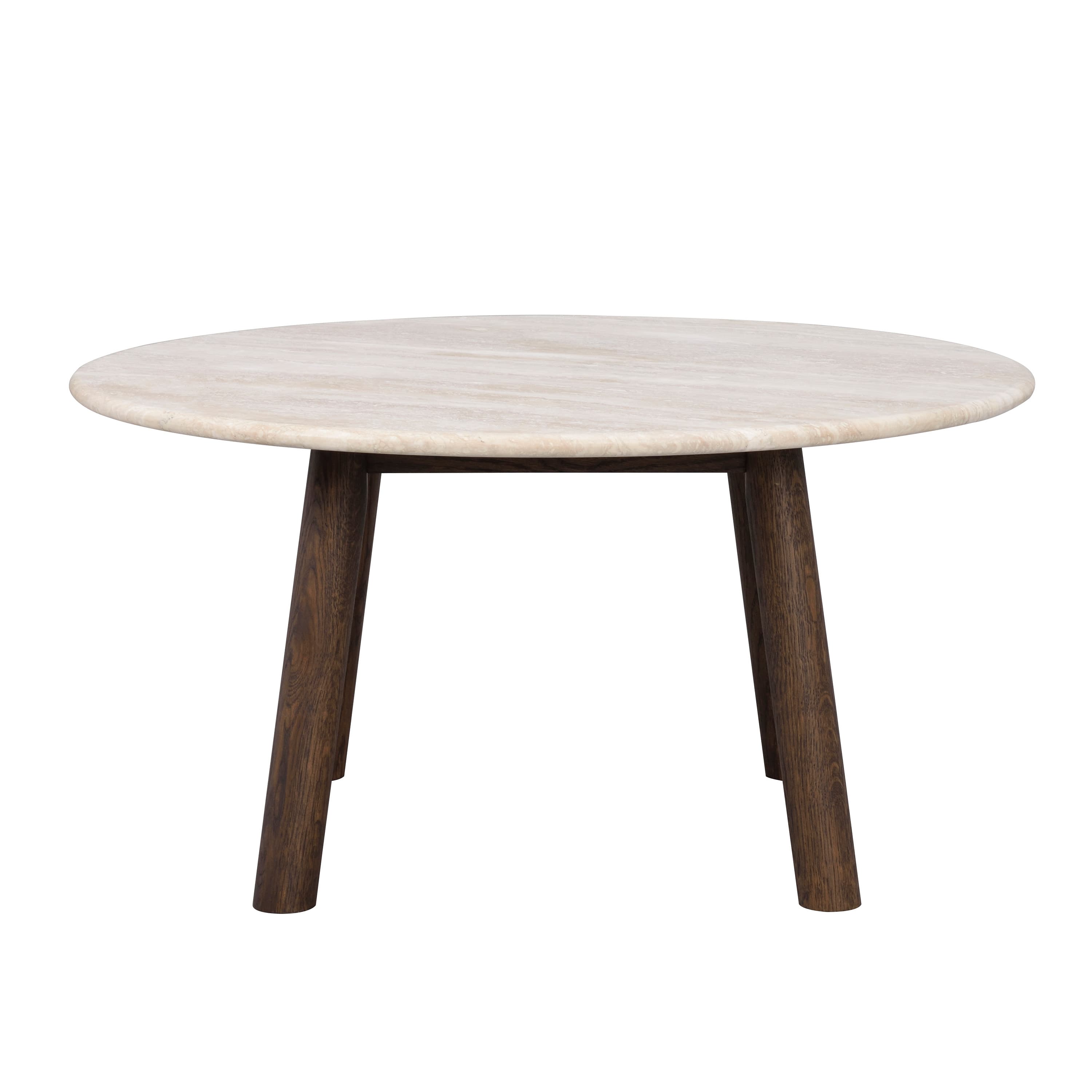 Taransay Soffbord Beige Travertin/Brun Ek Ø90
