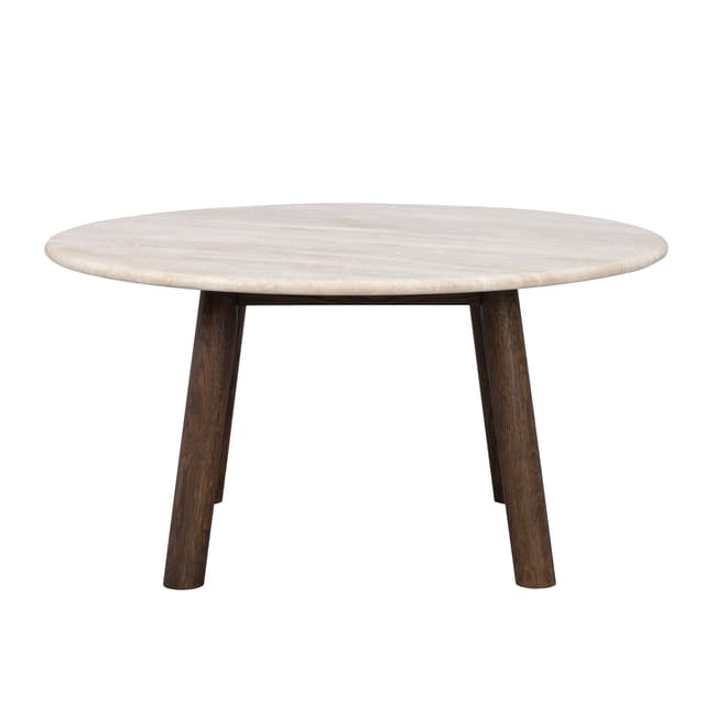 Taransay Soffbord Beige Travertin/Brun Ek Ø90