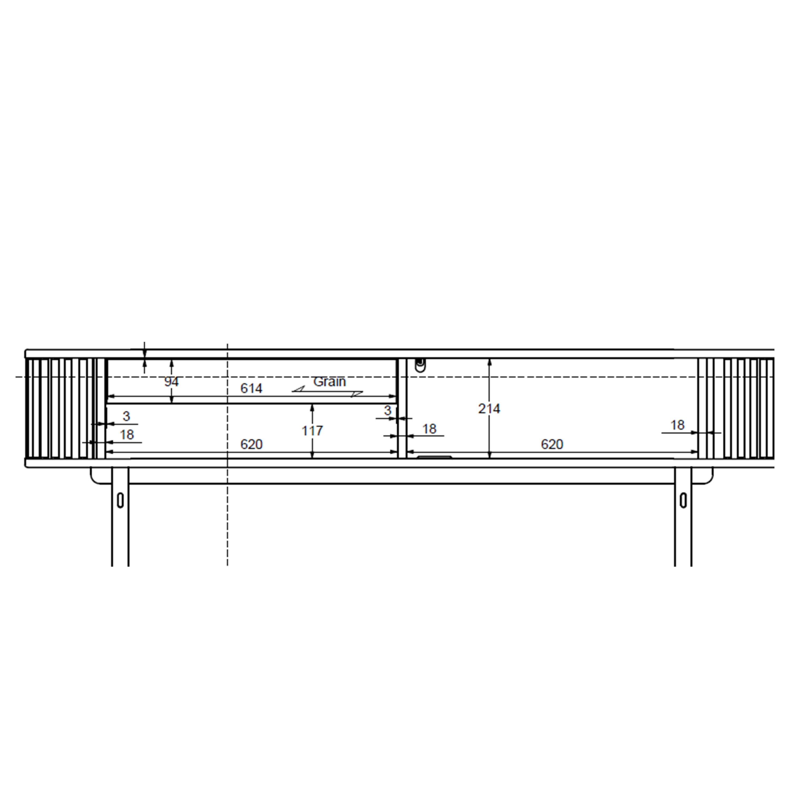 Alice TV-taso Natural Oak 160cm