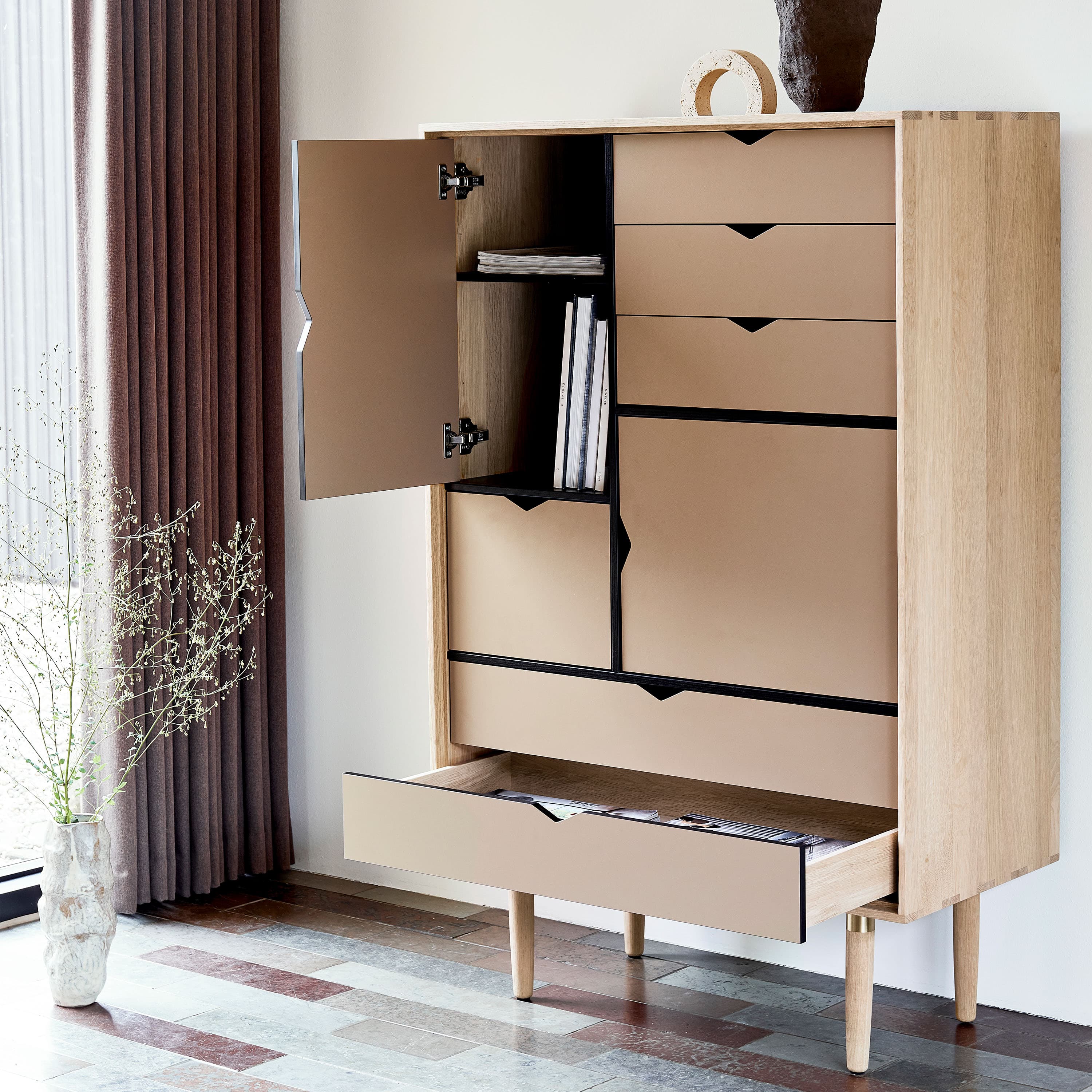 S5 Kaappi Saippuakäsitelty Tammi/Kashmir 83x132