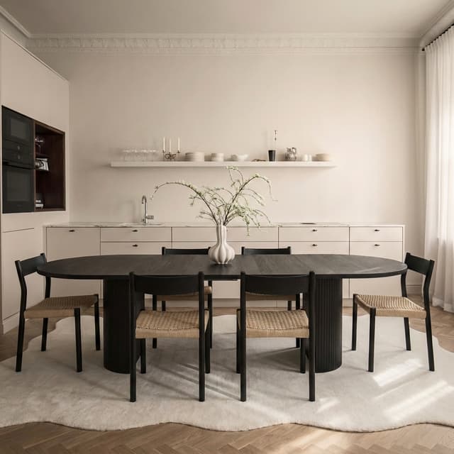 Bauer Ruokapöytä Mustaksi Petsattu 220+50+50