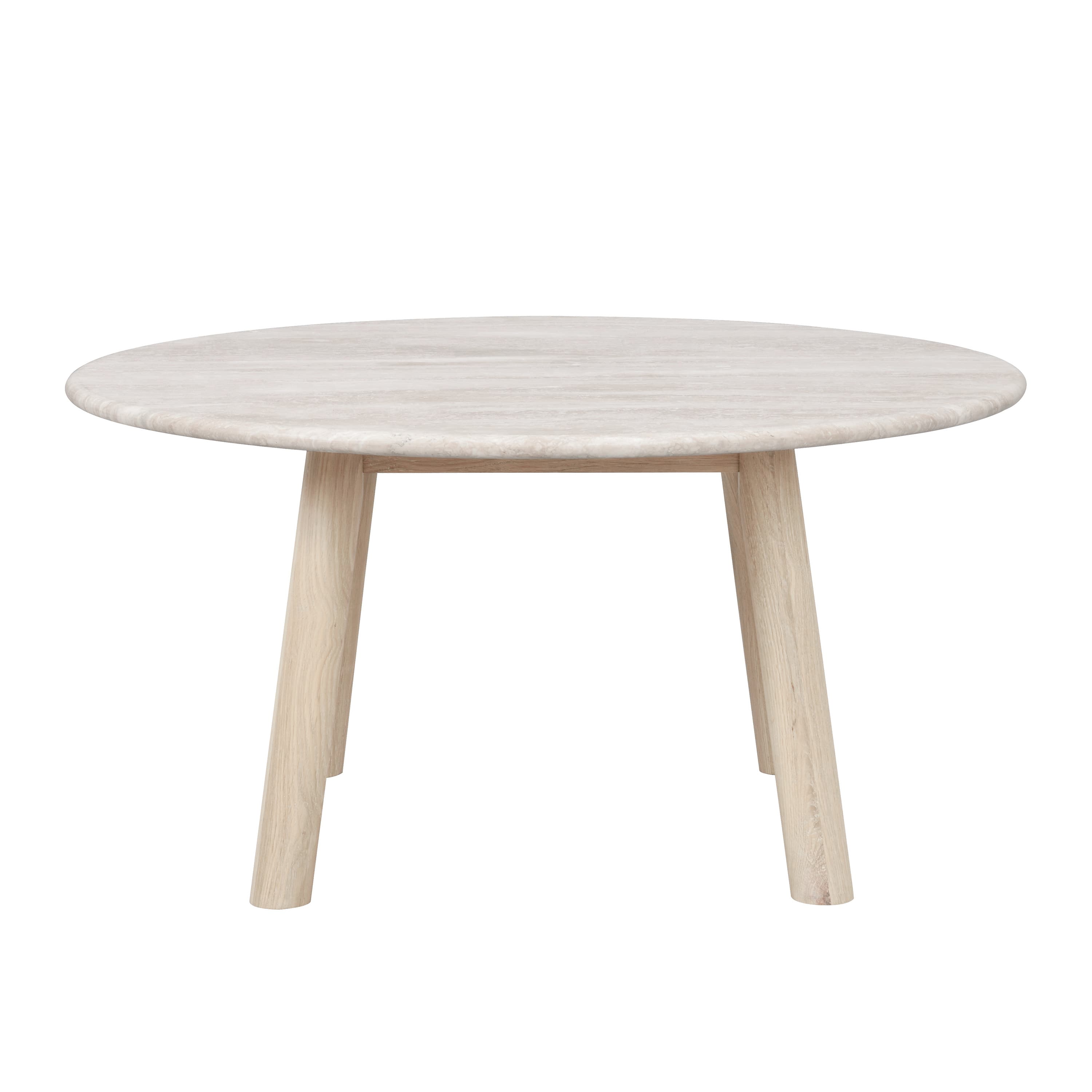 Taransay Soffbord Beige Travertin/Vitpigmenterad Ek Ø90