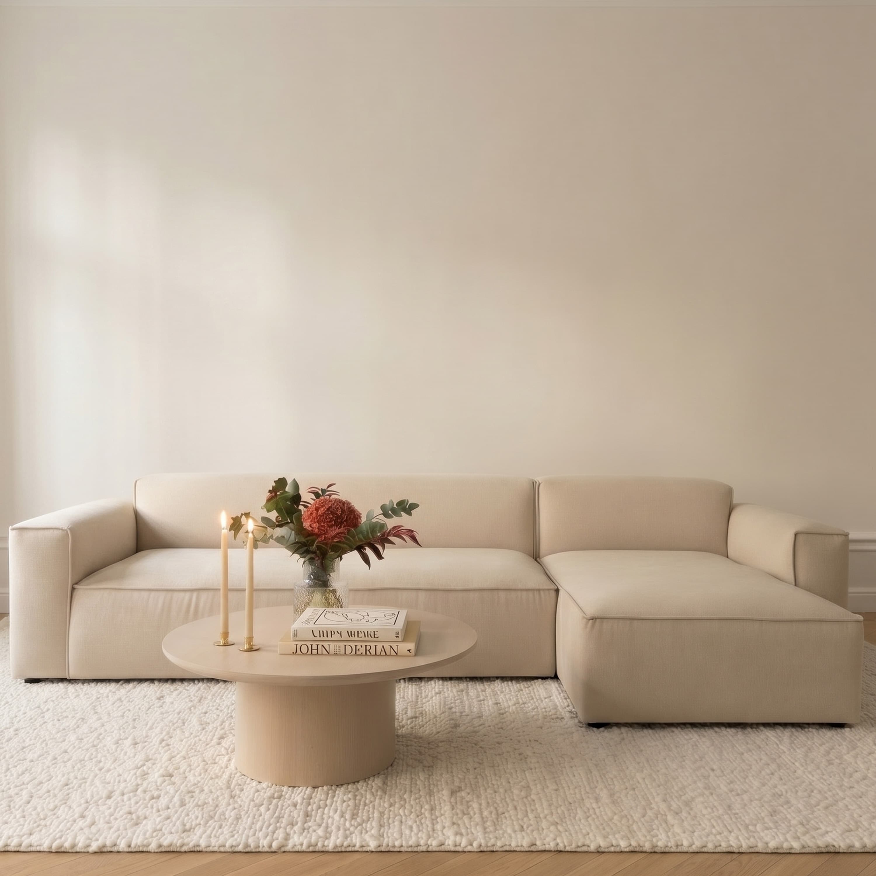 Bobbie 4-istuttava divaanisohva oikealla Beige 322 cm
