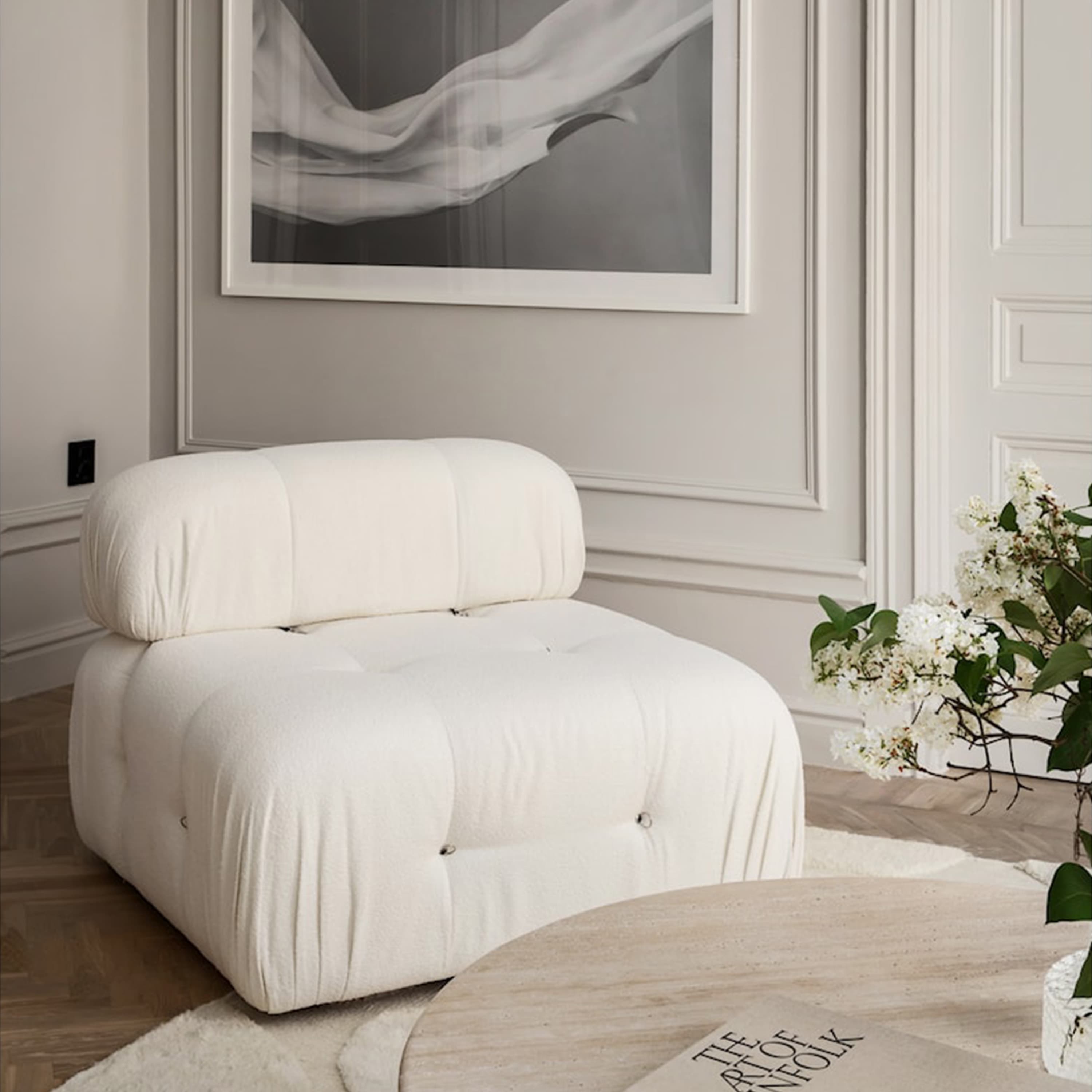 Blanca Keskimmäinen Moduuli White Bouclé
