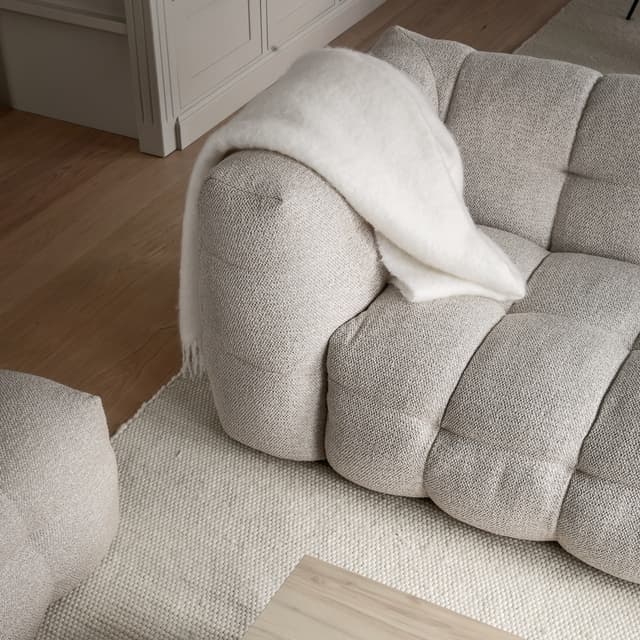 Billie 3-istuttava Sivumoduuli Oikea Käsinoja Beige Bouclé 202cm