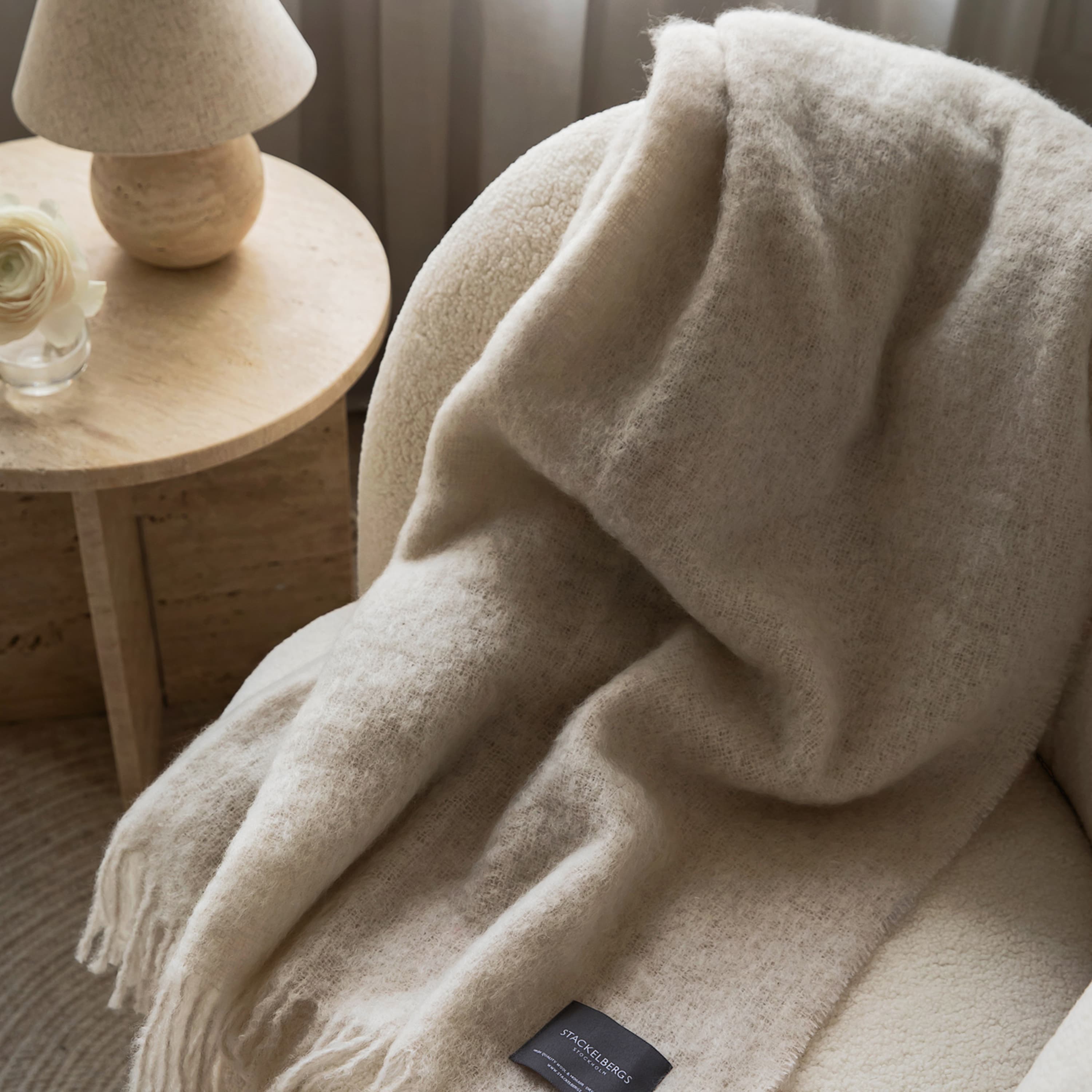 Mohair torkkupeitto mellow rose/brick melange