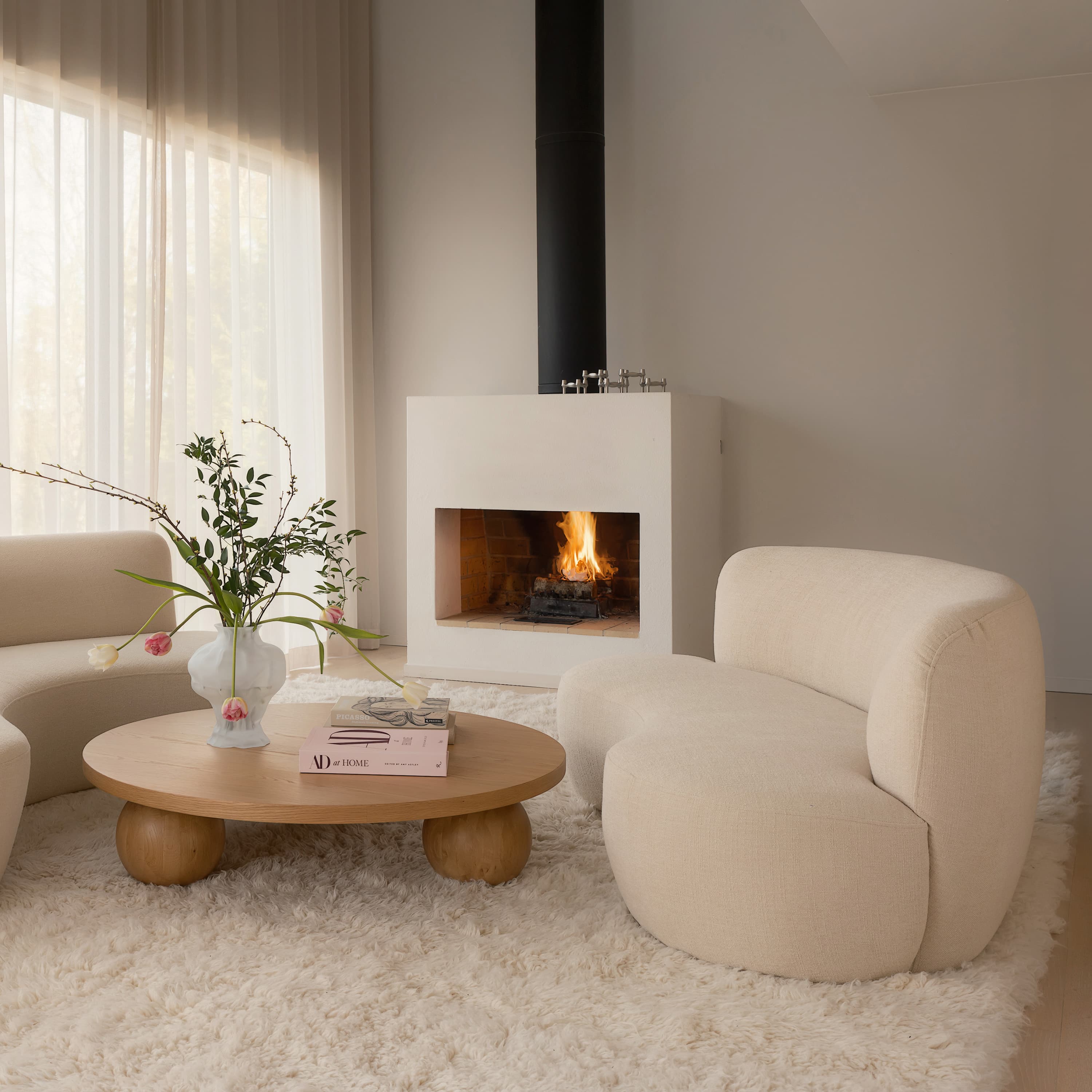 Moon 3-istuttava Sohva Bouclé Beige 190cm