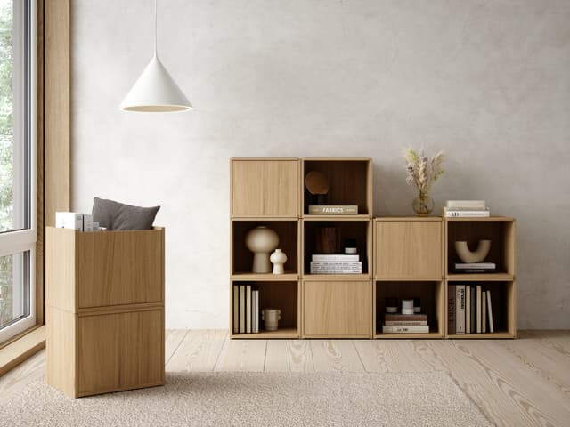 Bricks Cube seinähylly white oak 36x36