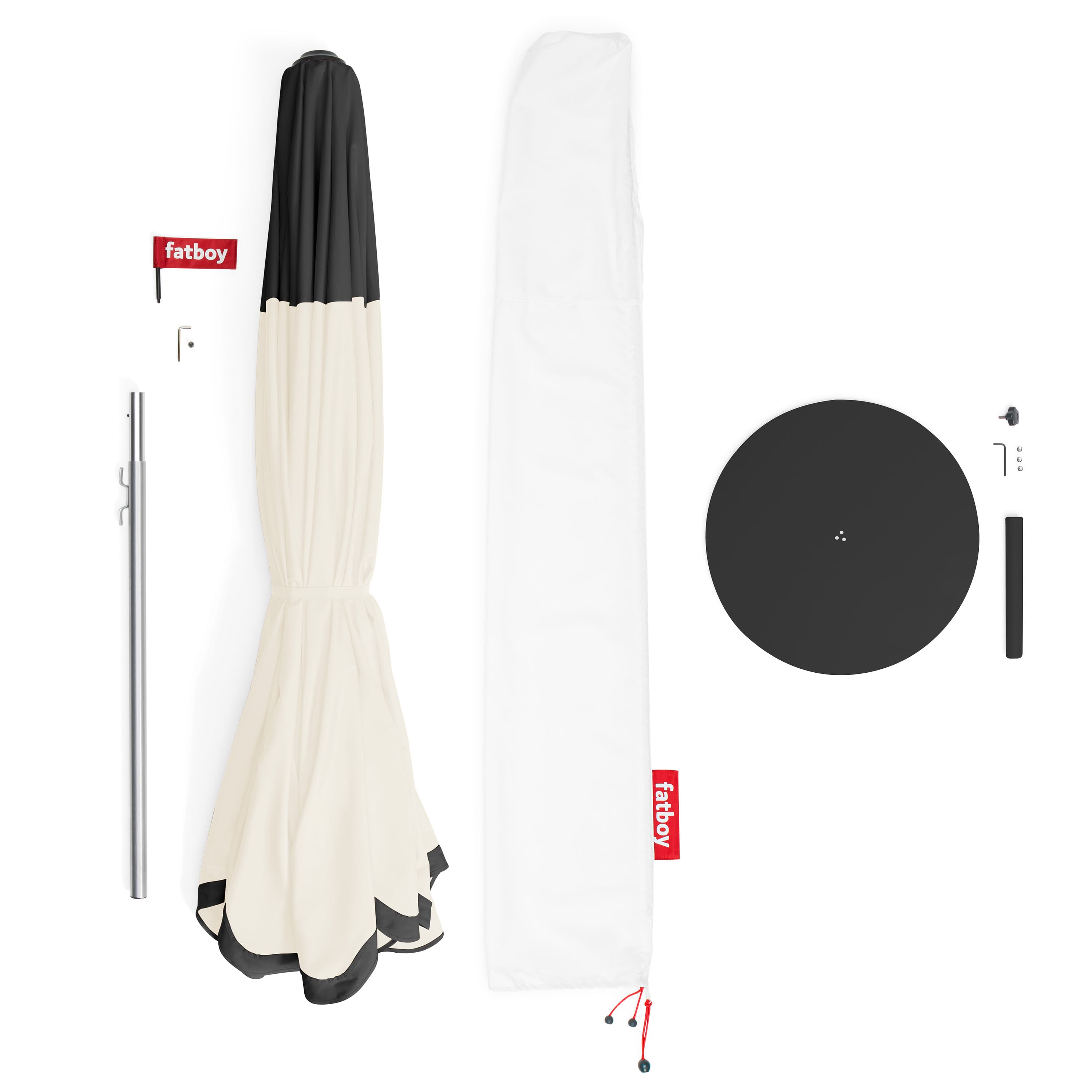 Pensol Aurinkovarjo sis. Jalusta Creme/Black Ø350