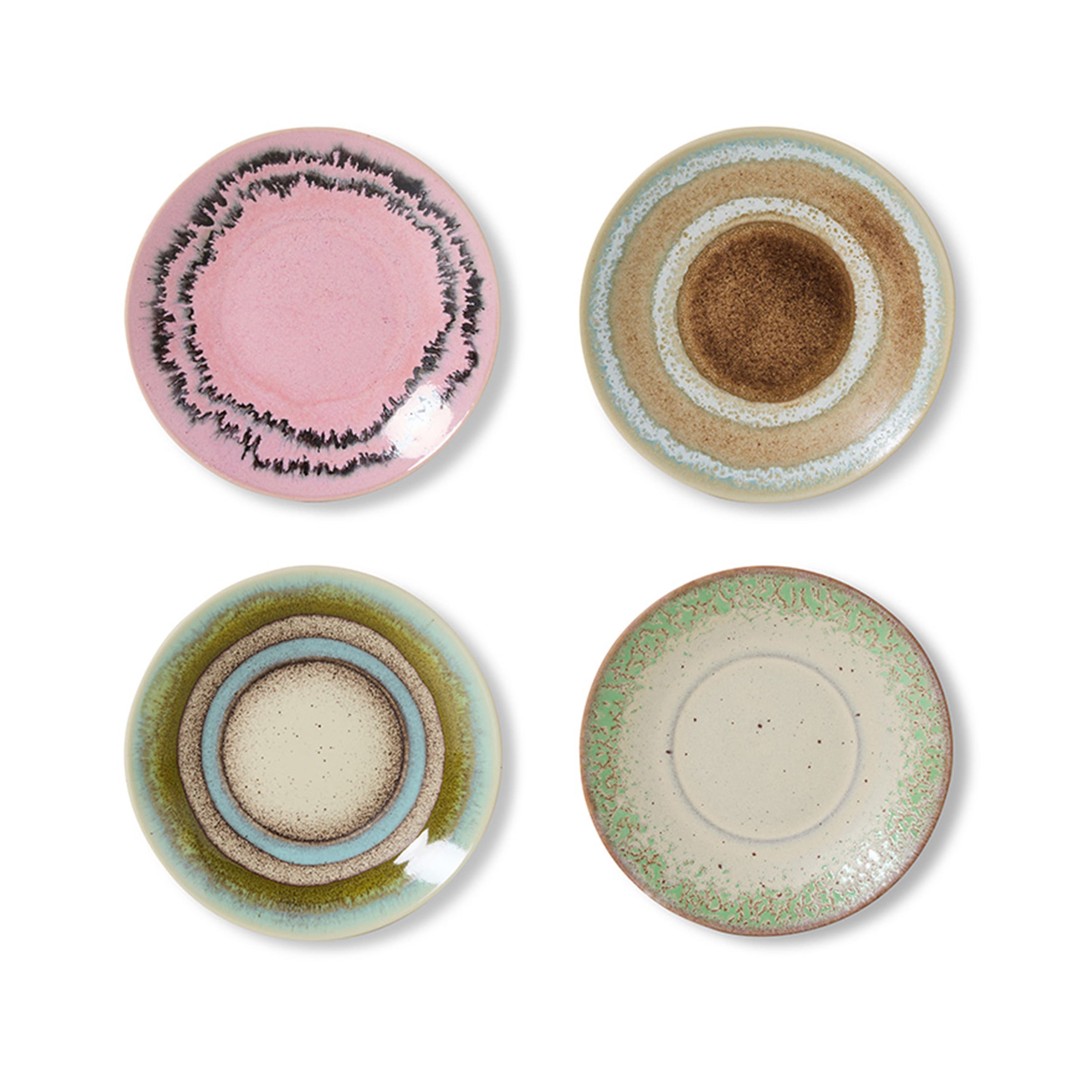 70s Ceramics Pienet lautaset Doodle 4 kpl