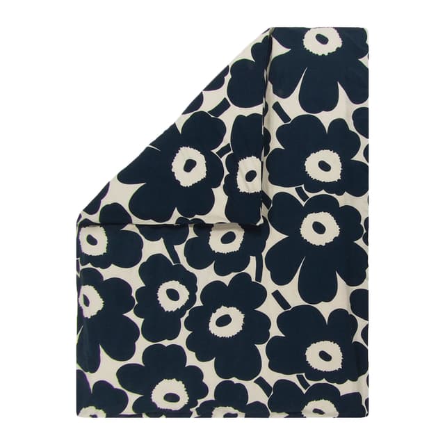 Unikko pussilakana puuvilla / pellava tummansininen 150x210