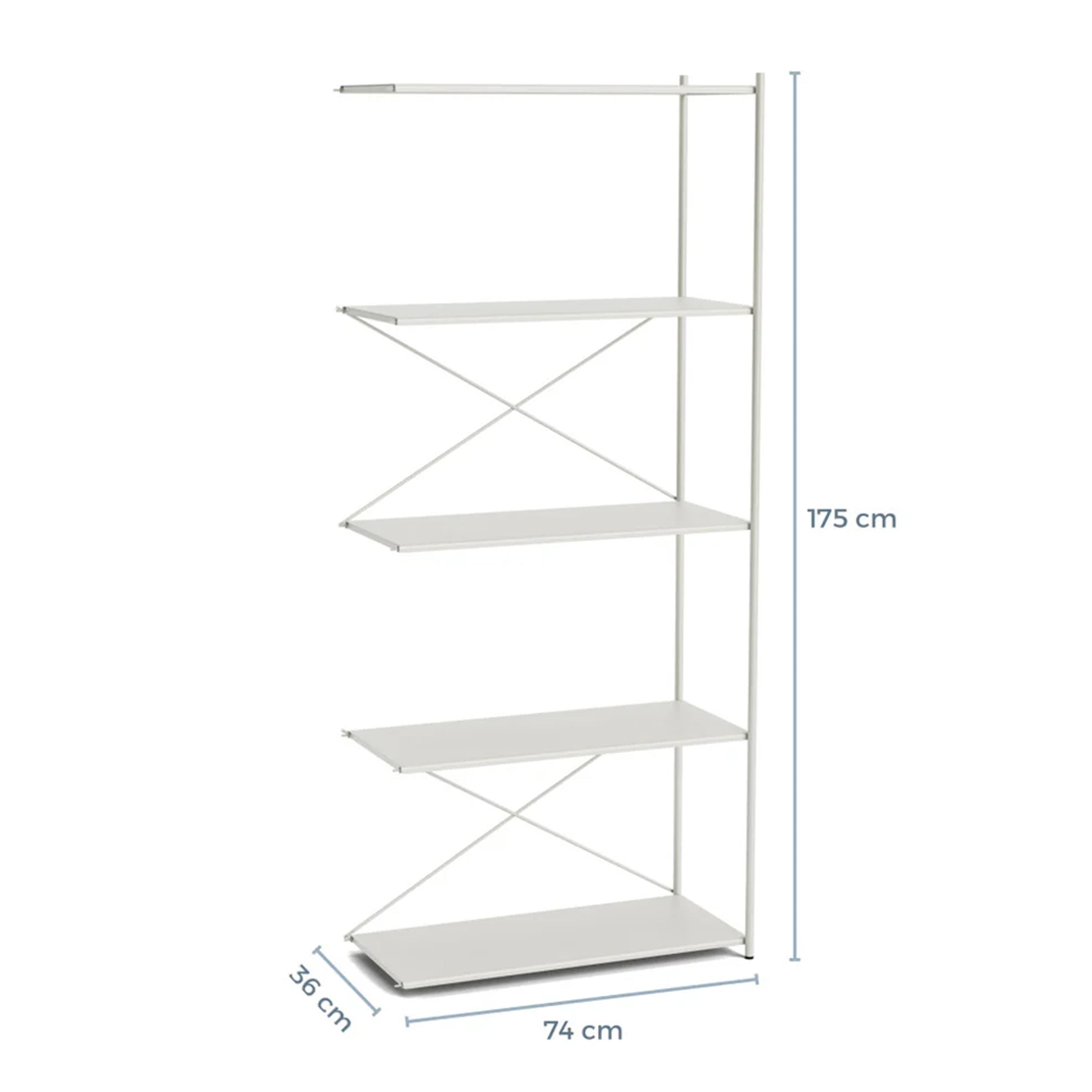 Arturo 5-Tier Laajennusosa Vaaleanharmaa 74x175