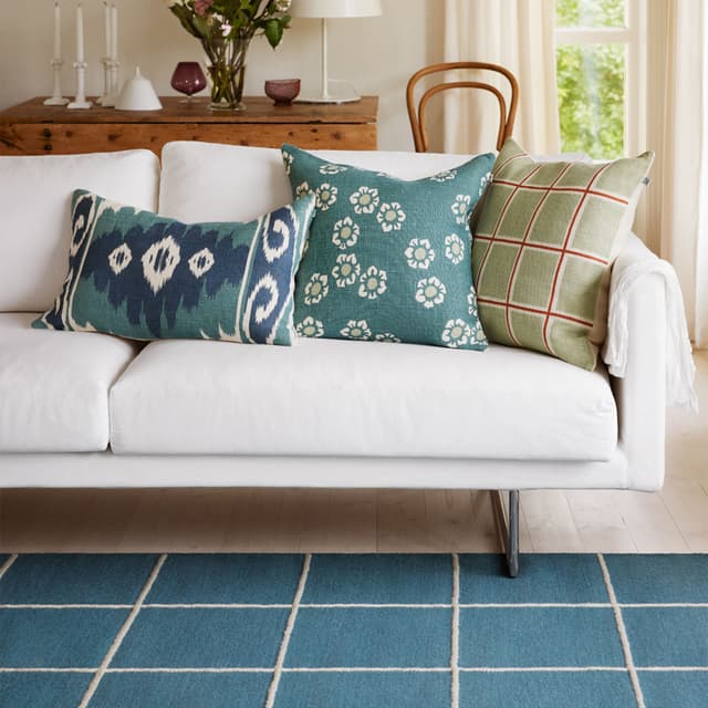 Raha Putevar Lin Aqua/Apricot Orange 50x50