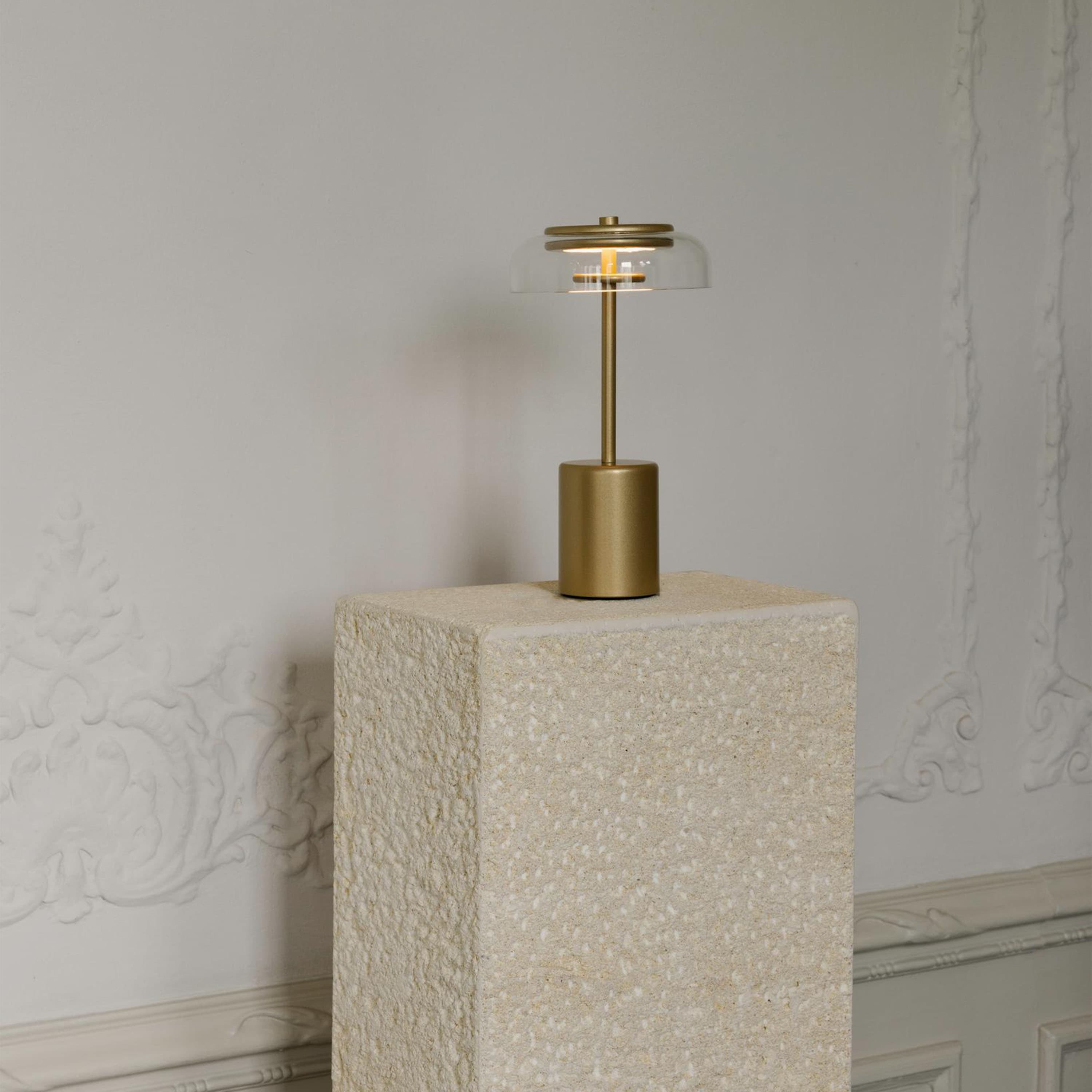 Blossi Mini Kannettava Pöytävalaisin Nordic Gold/Clear