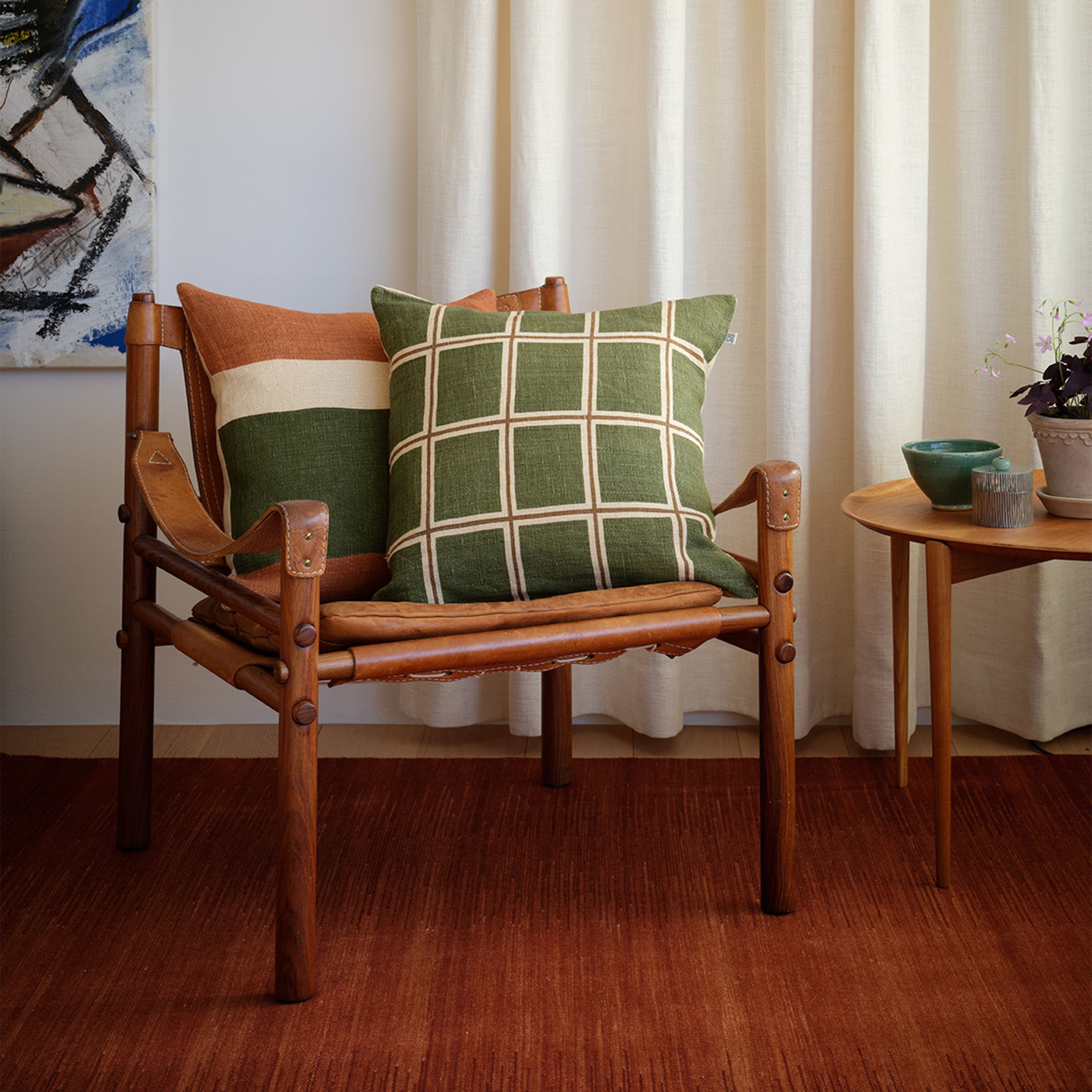 Manali Tyynynpäällinen Apricot Orange/Cactus Green 50x50