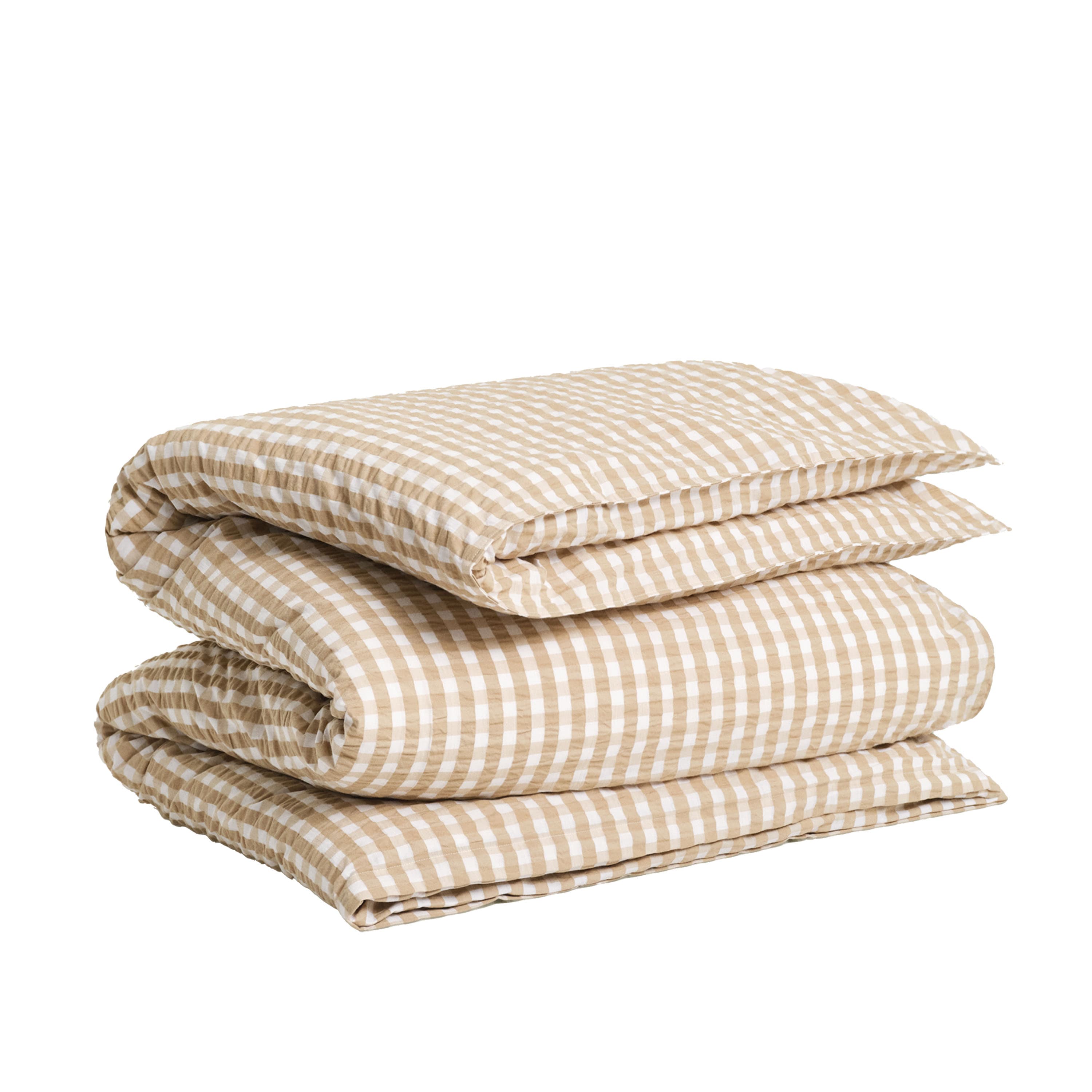 Check Seersucker Pussilakana Oat Beige 150x210