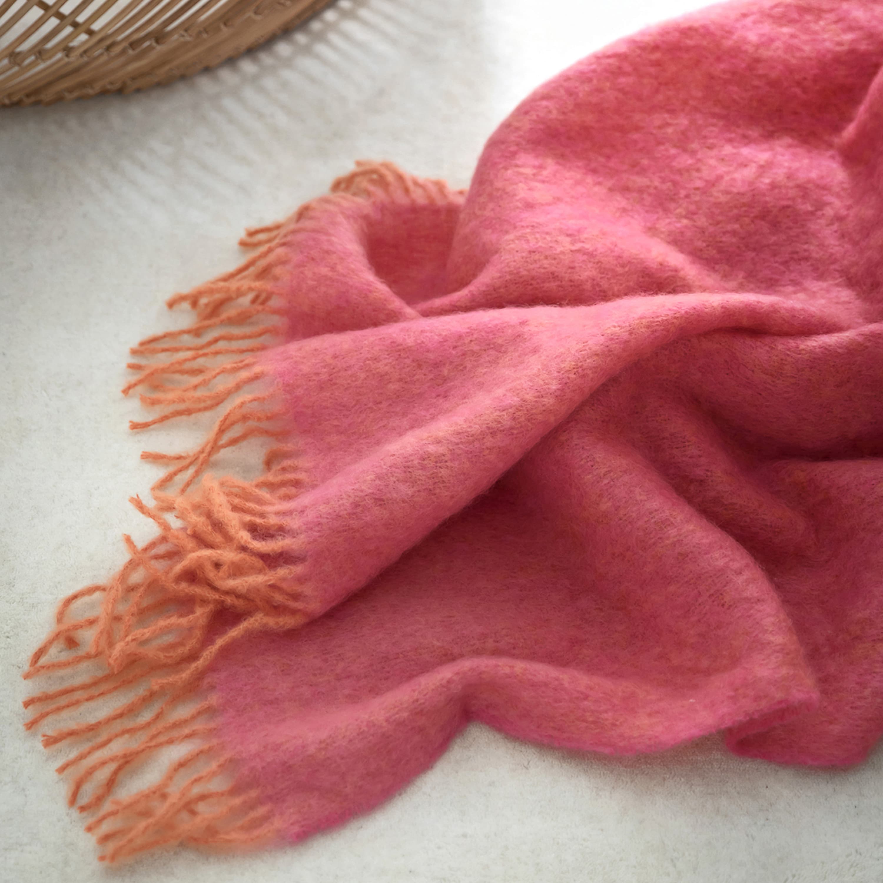 Mohair torkkupeitto mellow rose/brick melange