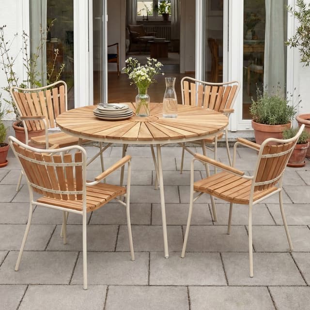 Ellen Ruokapöytä Sandy Grey/Teak Ø110