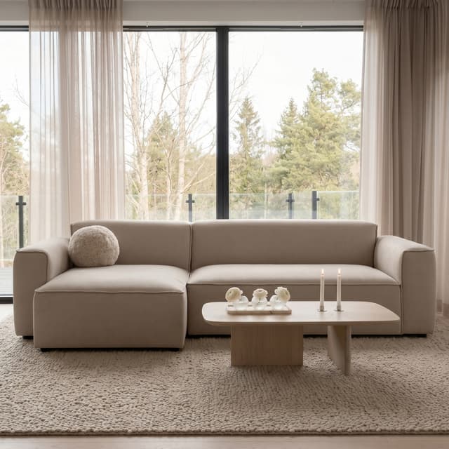 Bobbie 3-istuttava Divaanisohva Vasemmalla Beige 279 cm