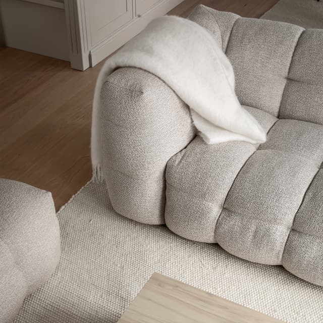 Billie 1.5-istuttava Sivumoduuli Vasen Käsinoja Beige Bouclé 141cm