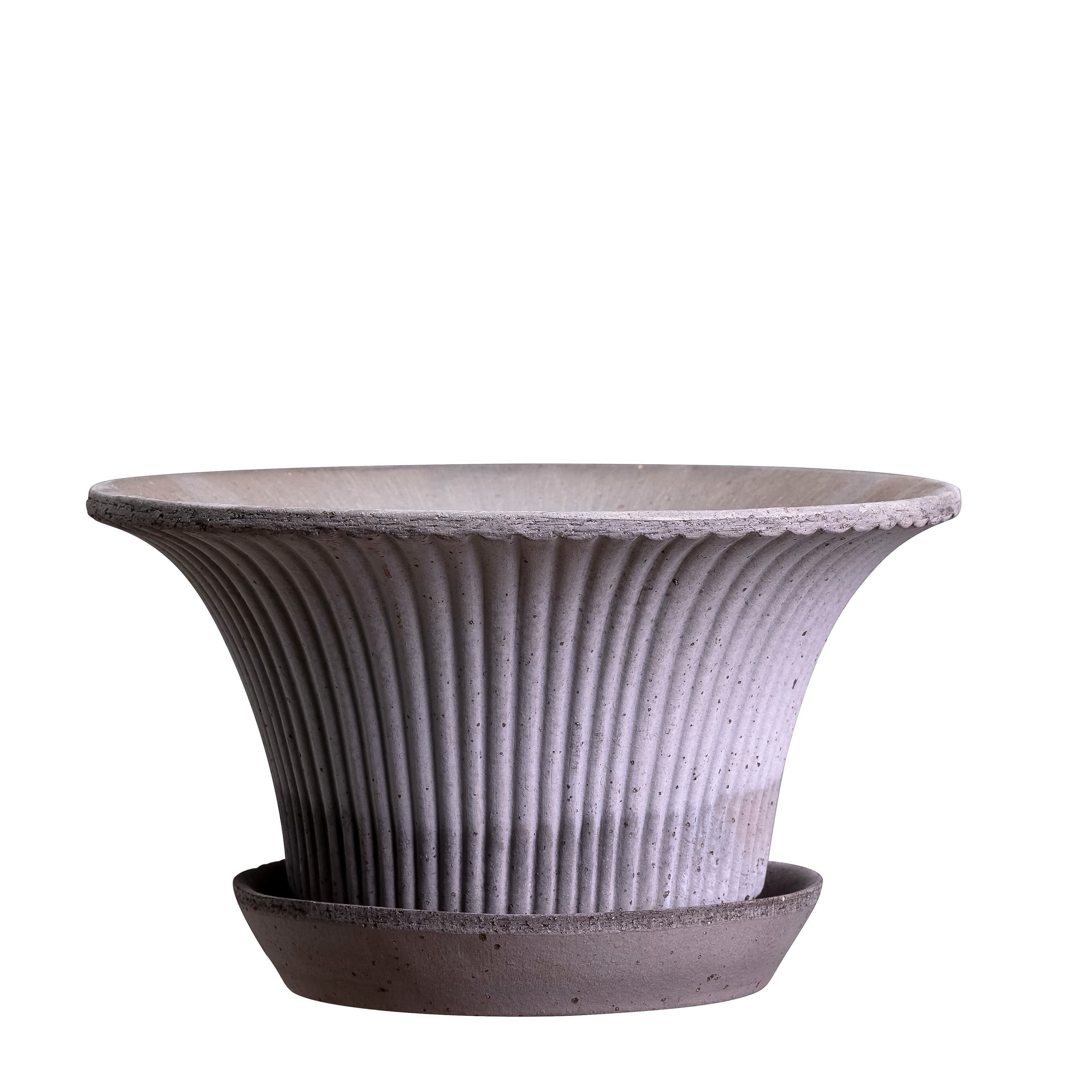 Daisy‑ruukku aluslautasella Raw Grey Terrakotta Ø30