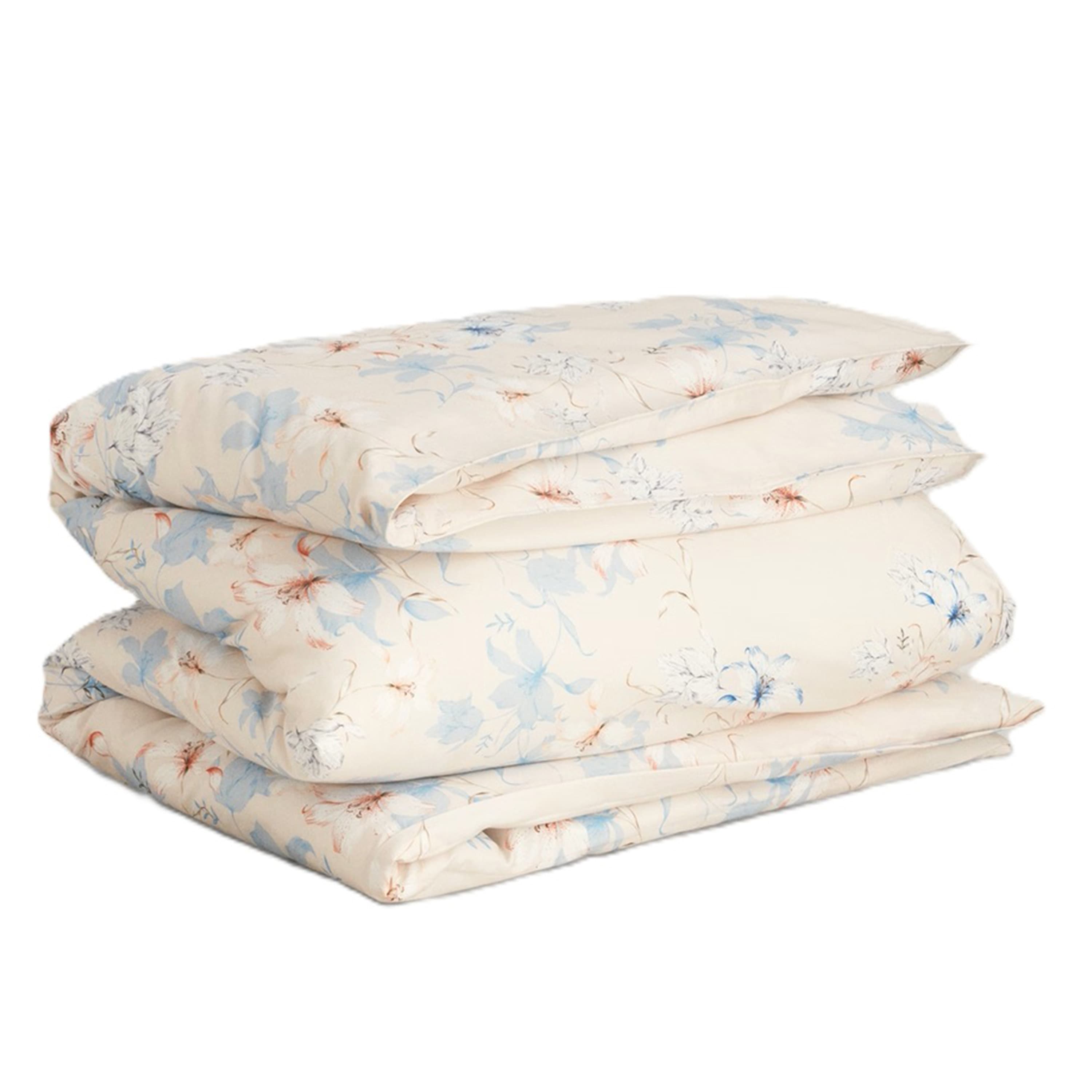 Floral Print Satin-pussilakana White Sand 150x210