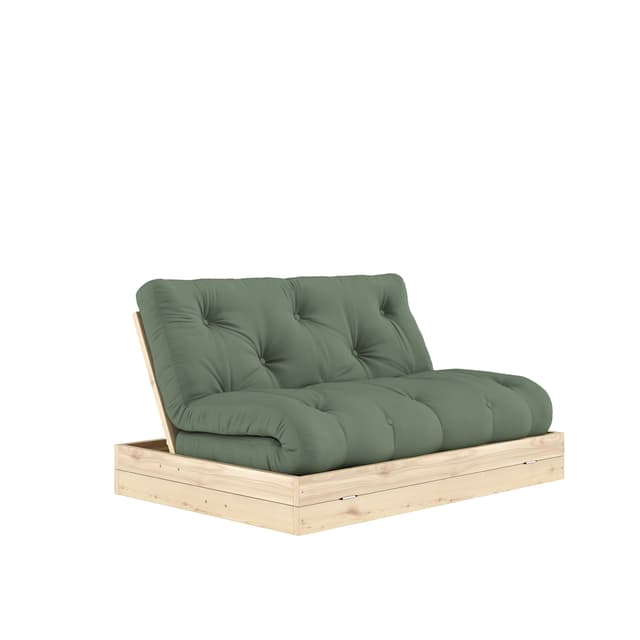 Flip Vuodesohva Raw patjalla Olive Green 140x200