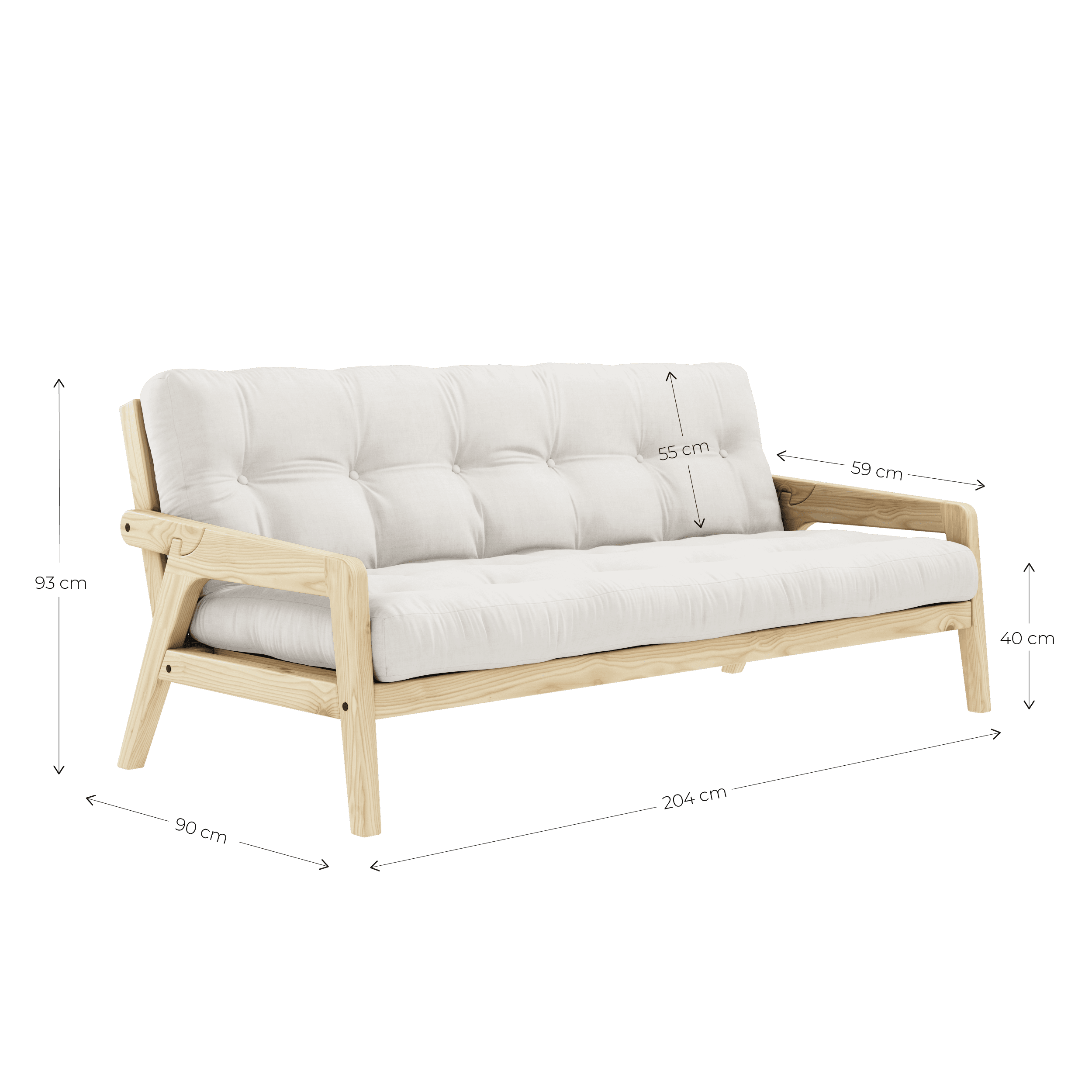Grab Vuodesohva Nature/Olive Green 204cm