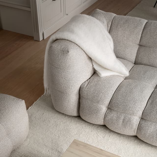 Billie 1-istuttava Sivumoduuli Oikea Käsinoja Beige Bouclé 118cm