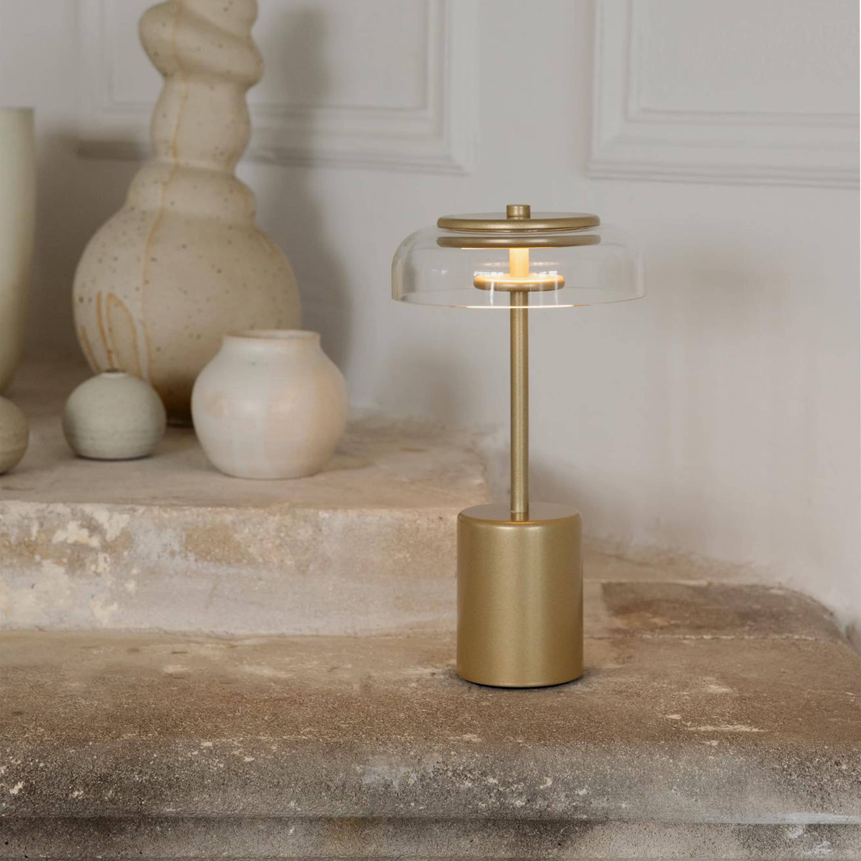 Blossi Mini Kannettava Pöytävalaisin Nordic Gold/Clear