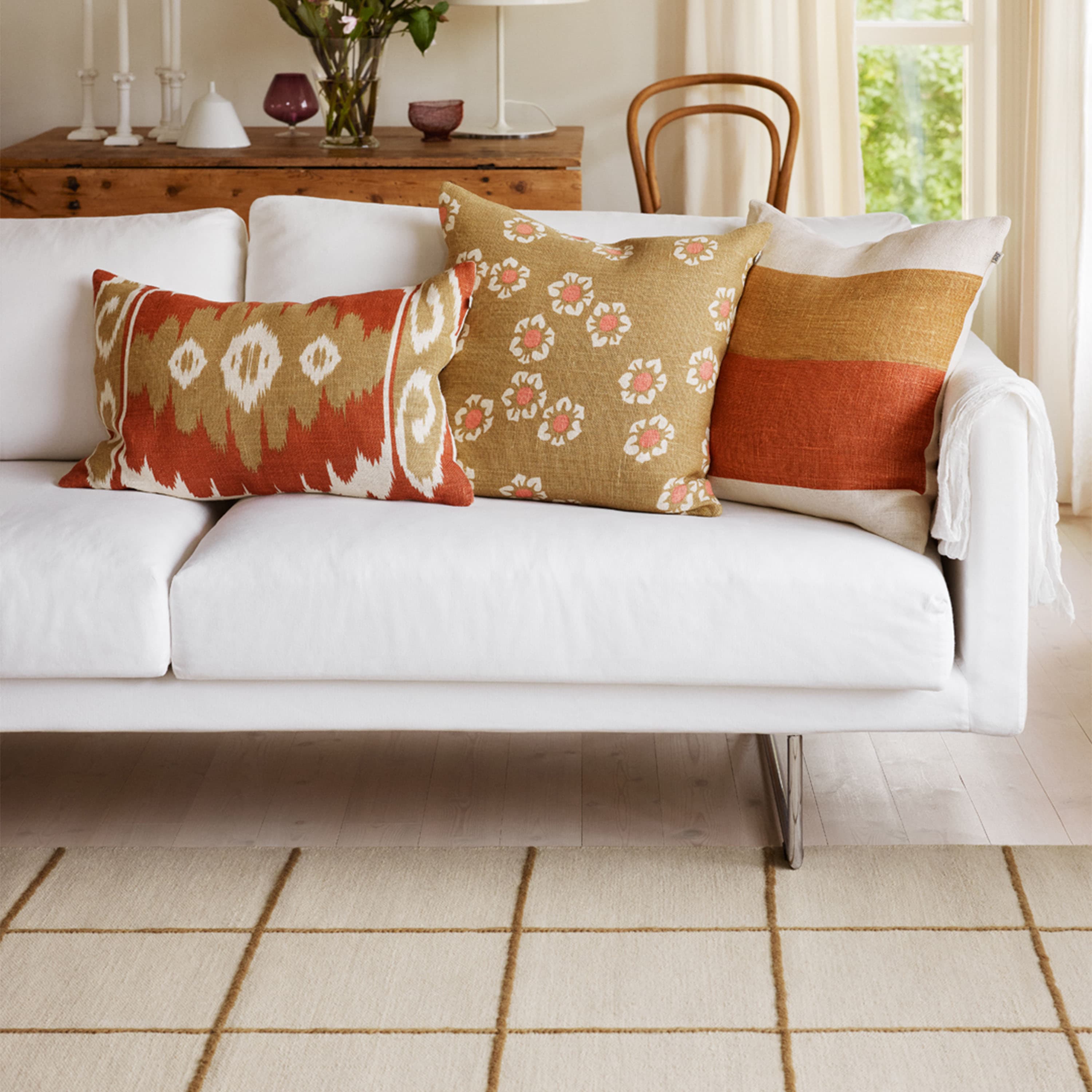 Laya Putevar Lin Apricot Orange/Khaki 50x50