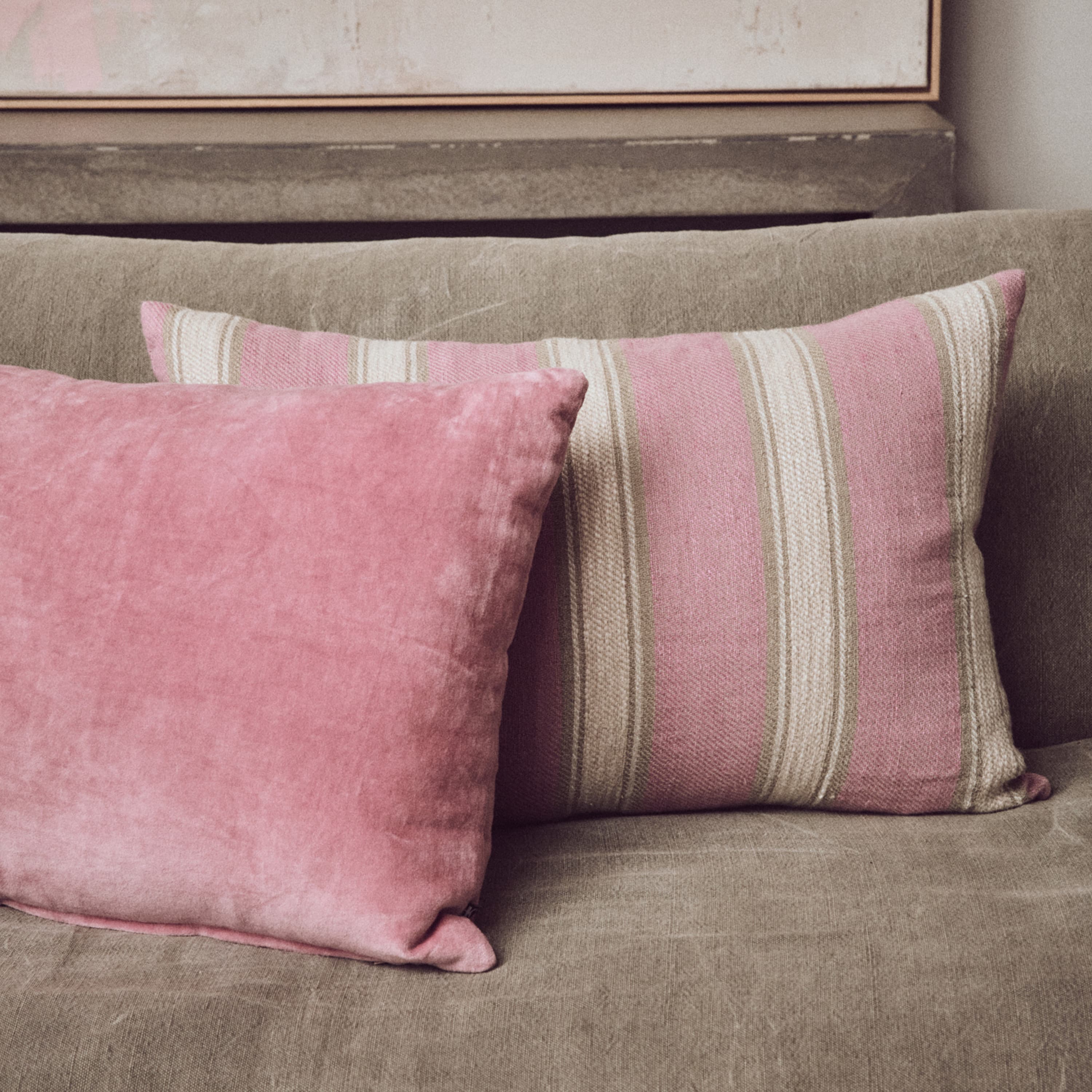 Woven Koristetyyny Striped Blush 60x40